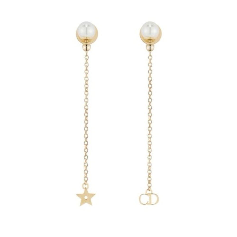 Dior La Petite Tribale Earrings In Gold-Finish Metal And White Crystals